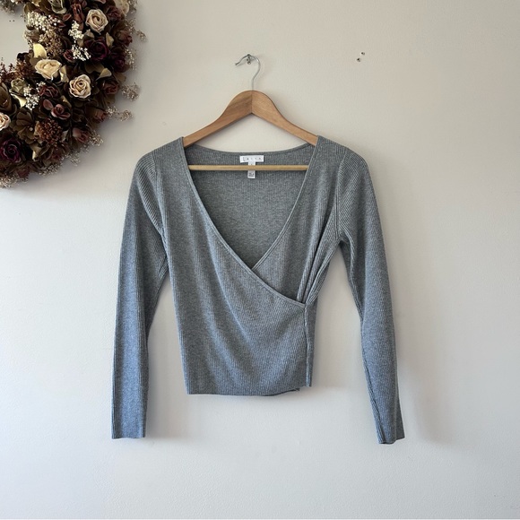 LEITH | Ribbed Crossover Long-Sleeve Sweater - Picture 2 of 4